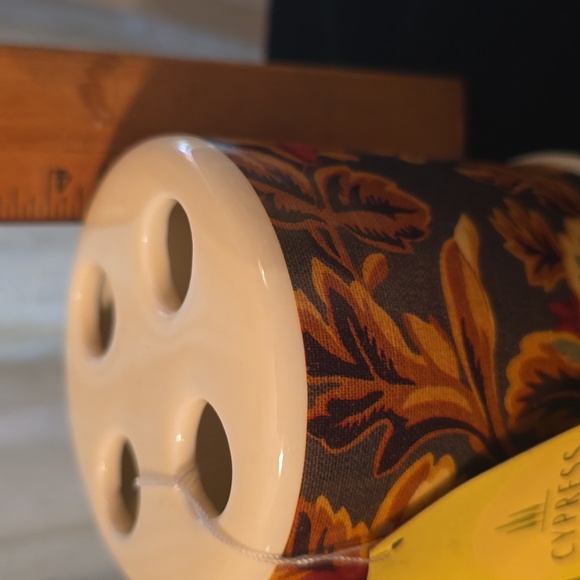 New Cypress‎ Home Cream Brown Rust Autumn Earthtones Floral Toothbrush Holder - Picture 7 of 7